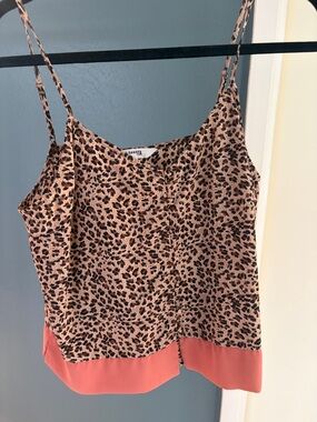 BB Dakota Leopard Print Cami with Coral Trim